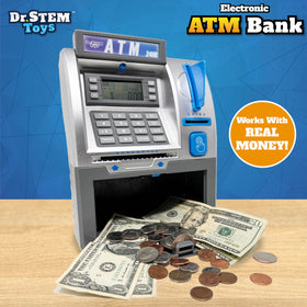 Dr. STEM Toys electronic coin counter display tracks balance for kids