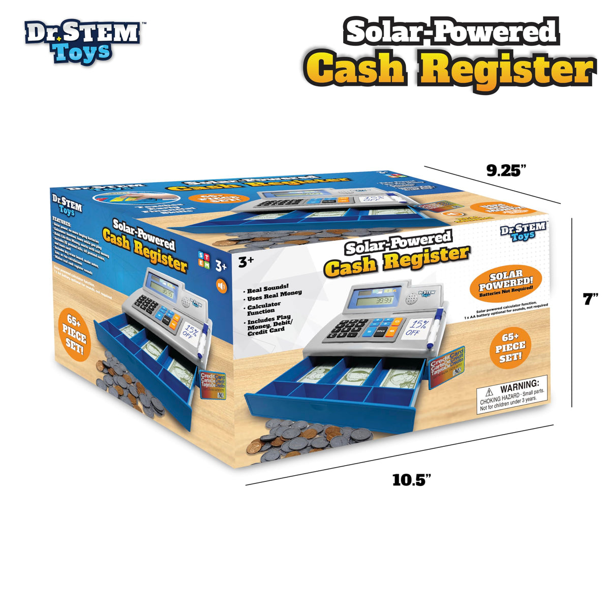 Dr. STEM Toys large buttons on calculator for easy number entry.