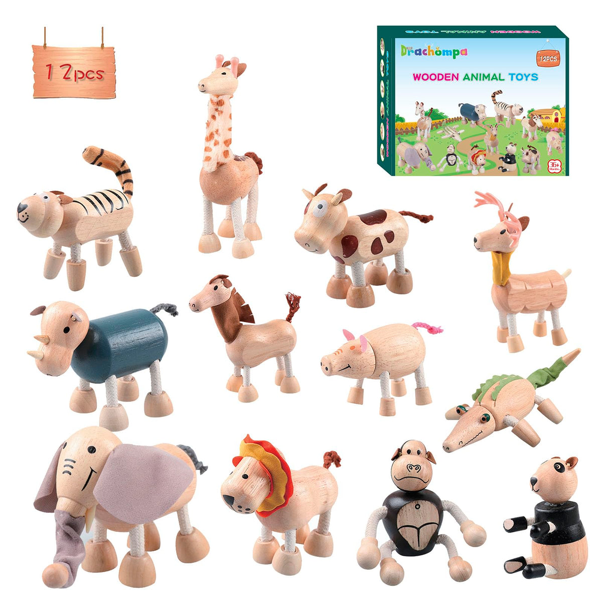 Drachompa bendable elephant figure for imaginative play and motor skill development