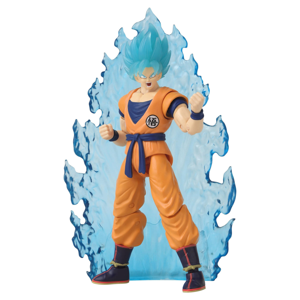 Detailed articulation on SS Blue Goku highlighting range of motion