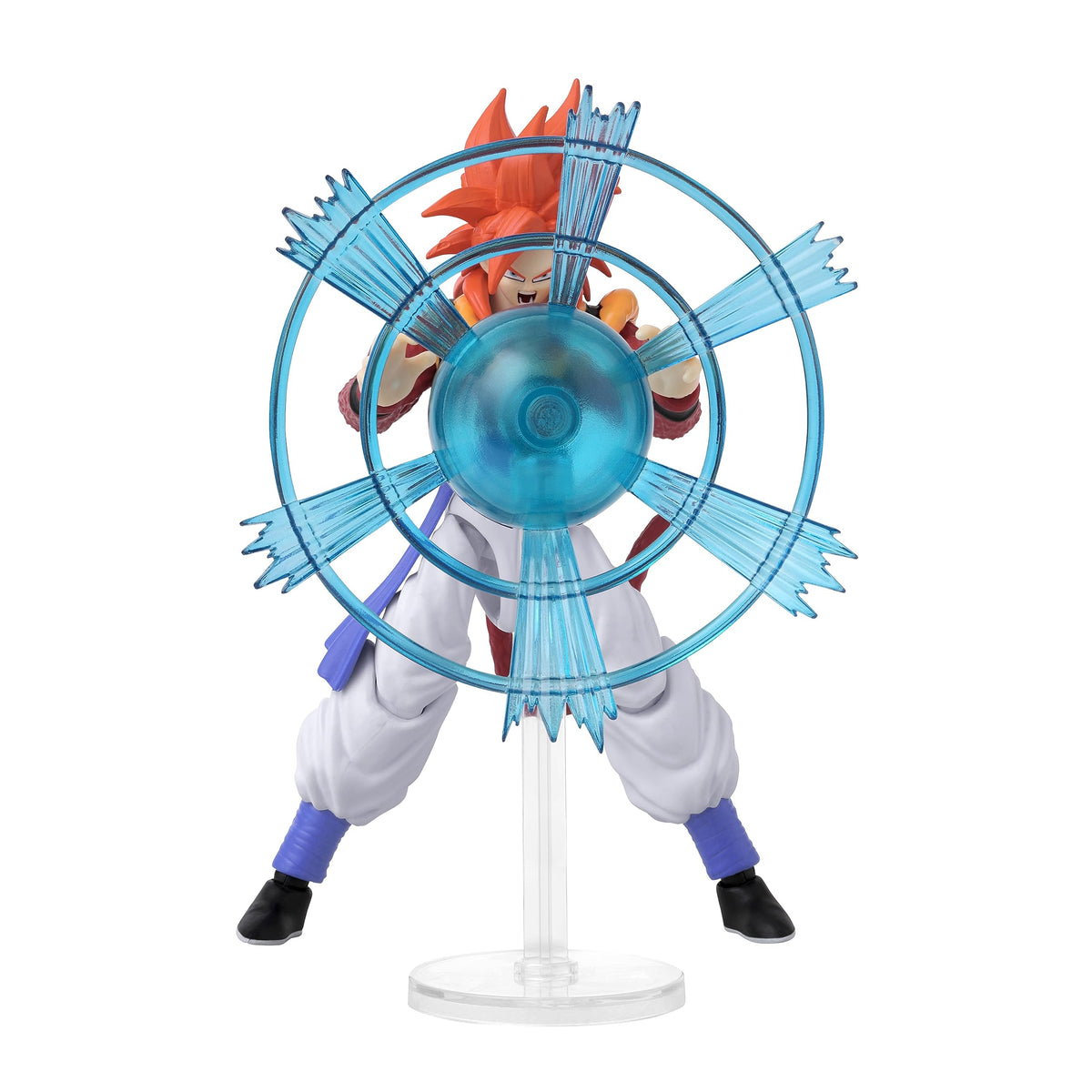 Gogeta on a display shelf in a ready-to-pose stance