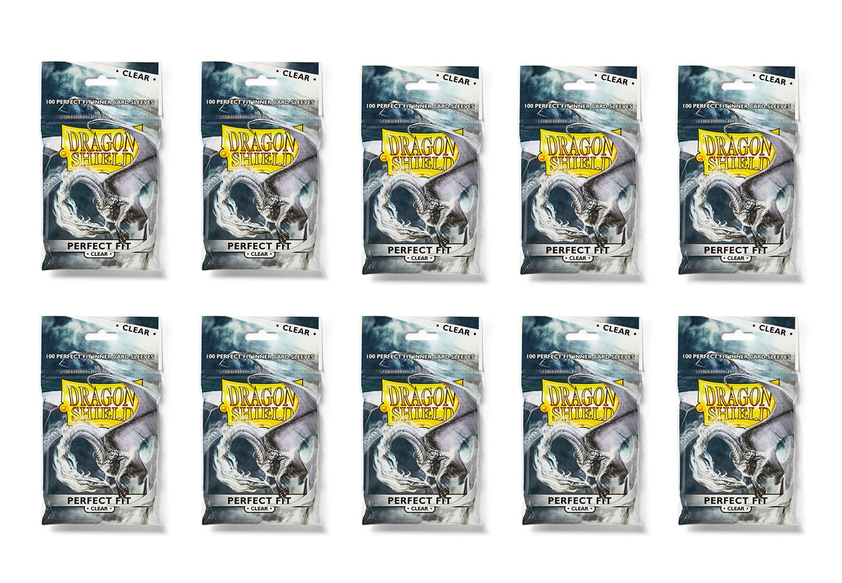 Dragon Shield 100 standard size clear sleeves, perfect-fit protection for trading cards.