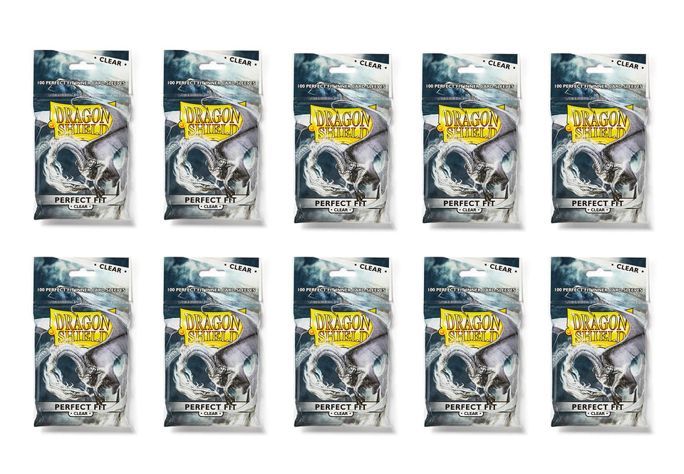 Dragon Shield 100 standard size clear sleeves, perfect-fit protection for trading cards.