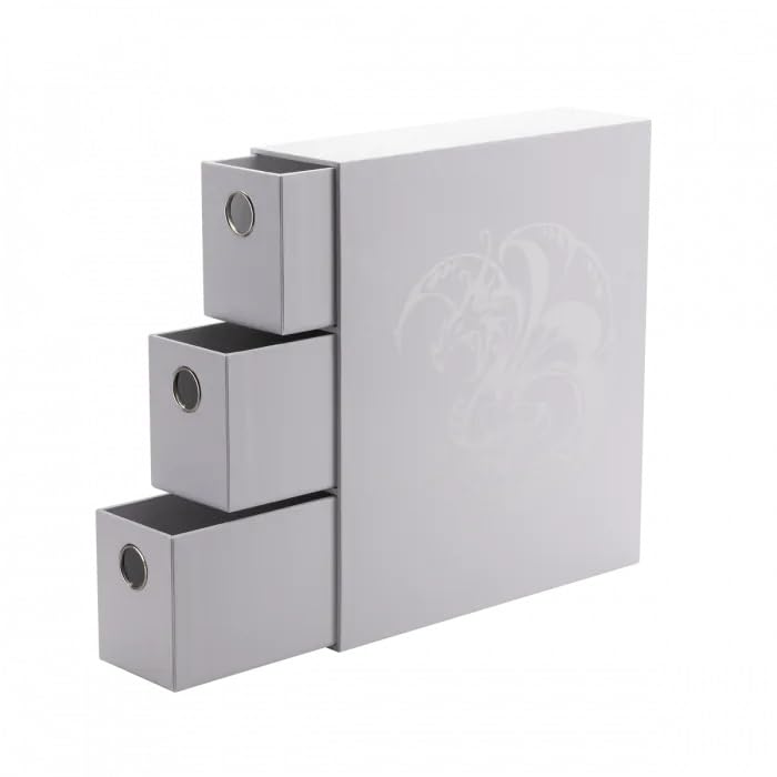 Dragon Shield Fortress with foam divider provides secure card storage on a shelf.