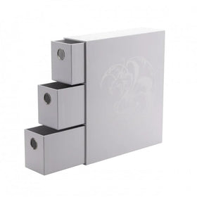 Dragon Shield Fortress with foam divider provides secure card storage on a shelf.