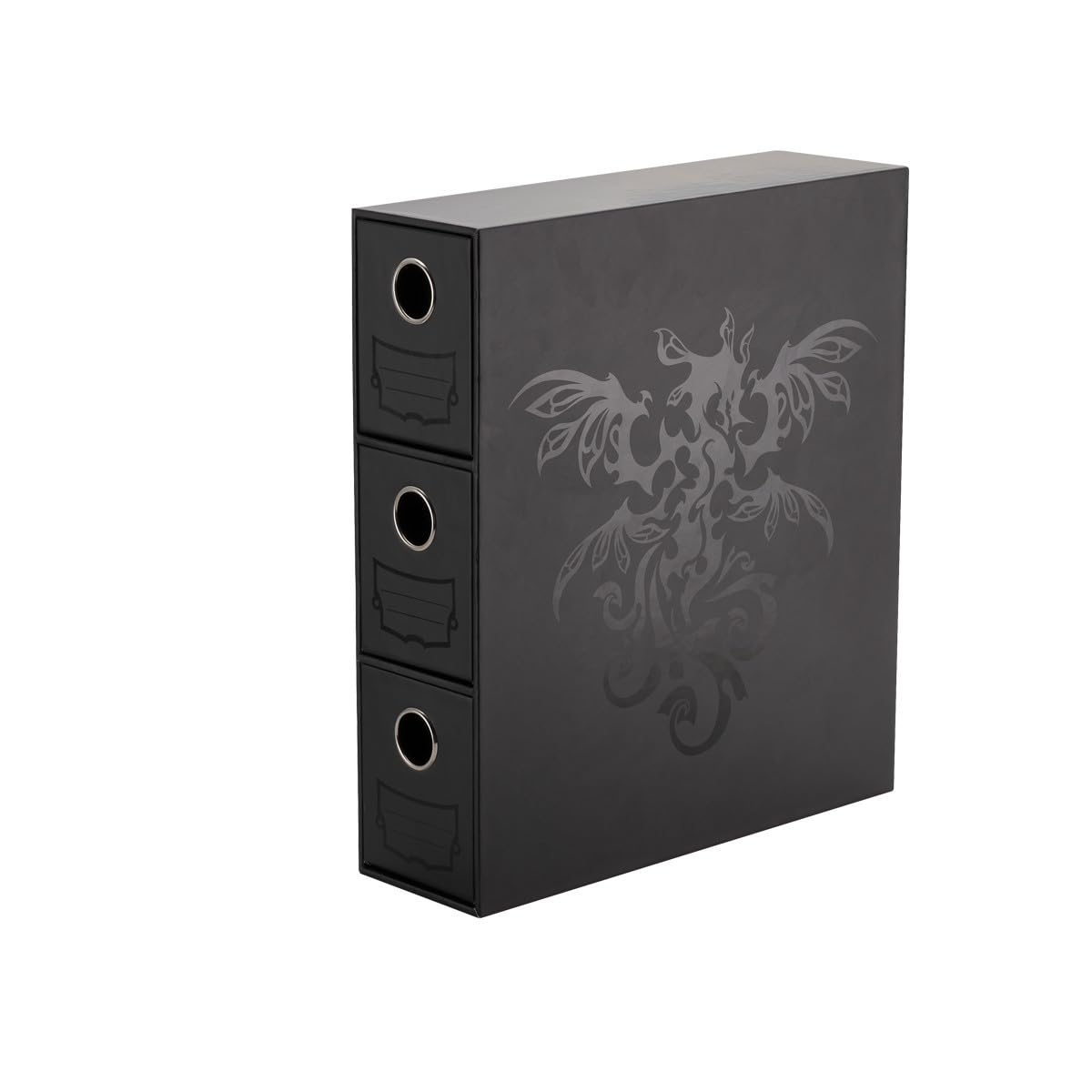 Dragon Shield Fortress front view with three vertical drawers for organized collection