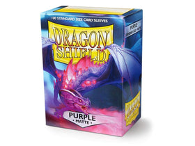 Dragon Shield Matte Purple Sleeves close-up, 120 μ thickness for durability.