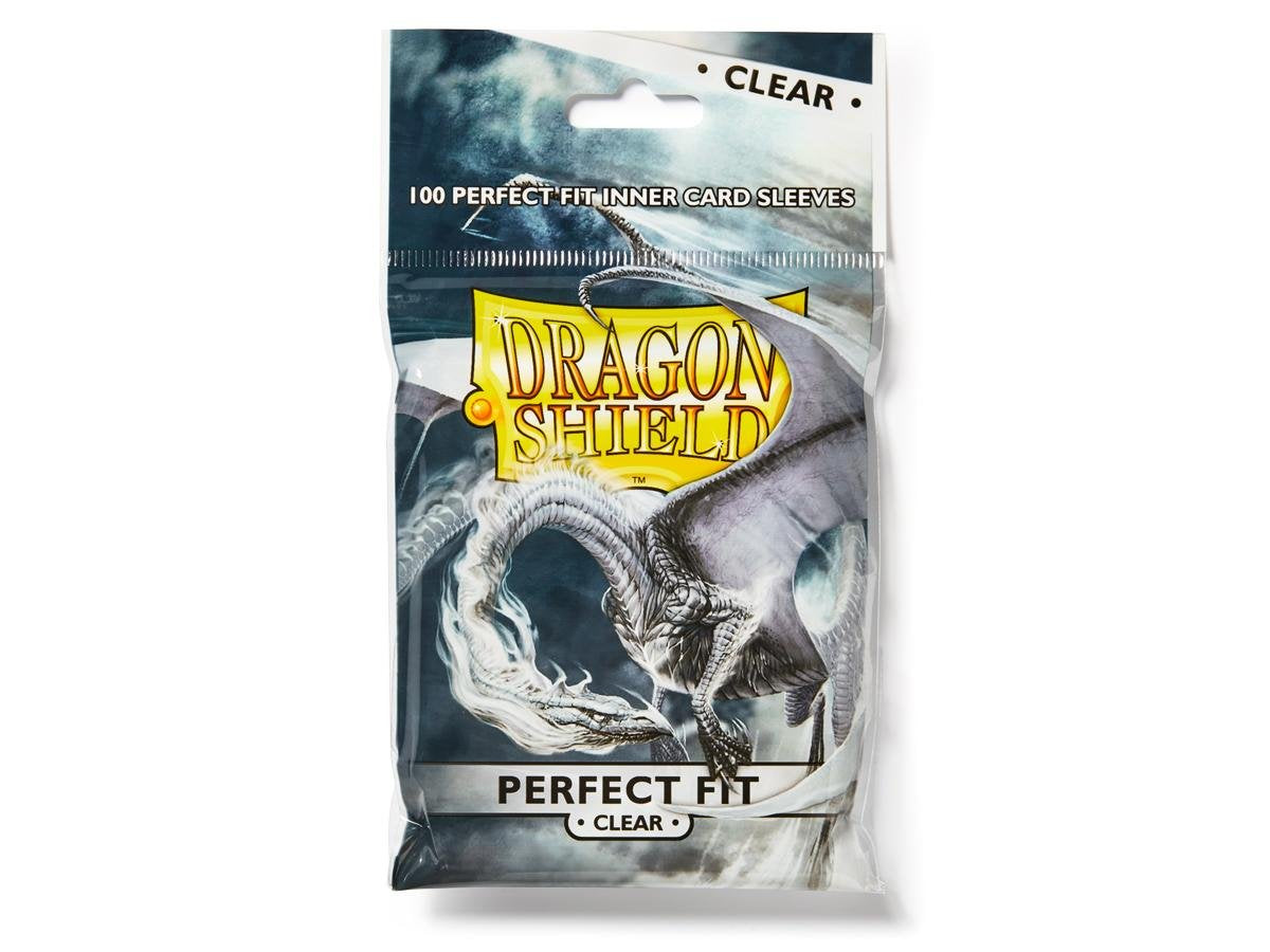 Dragon Shield perfect-fit clear sleeves close-up, durable edge protection for daily play.