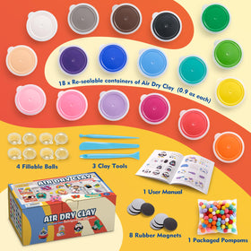 Colorful clay colors stored in resealable containers for mess-free use.