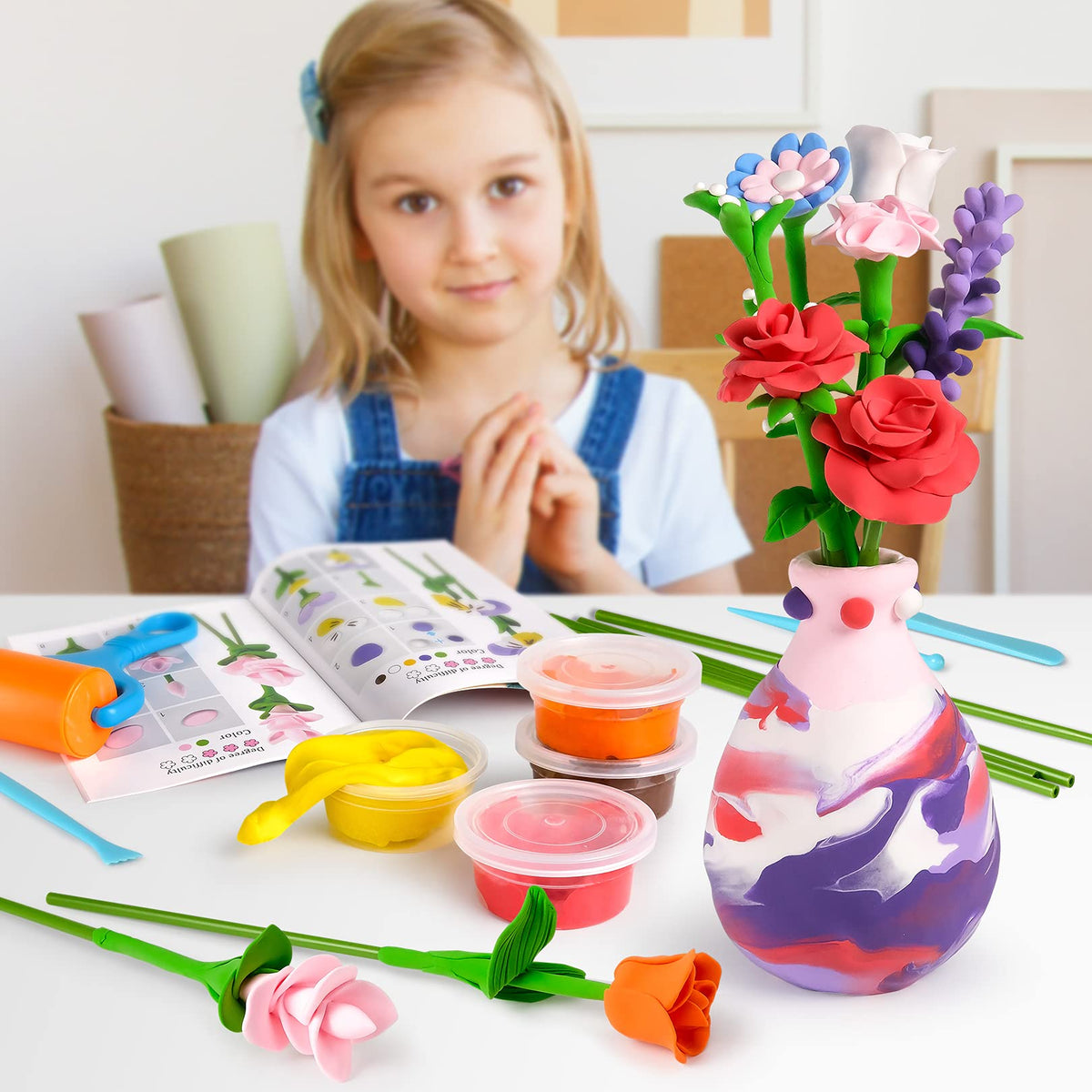 Drama Planet decorative clay bouquet adds a stylish accent to desks and shelves