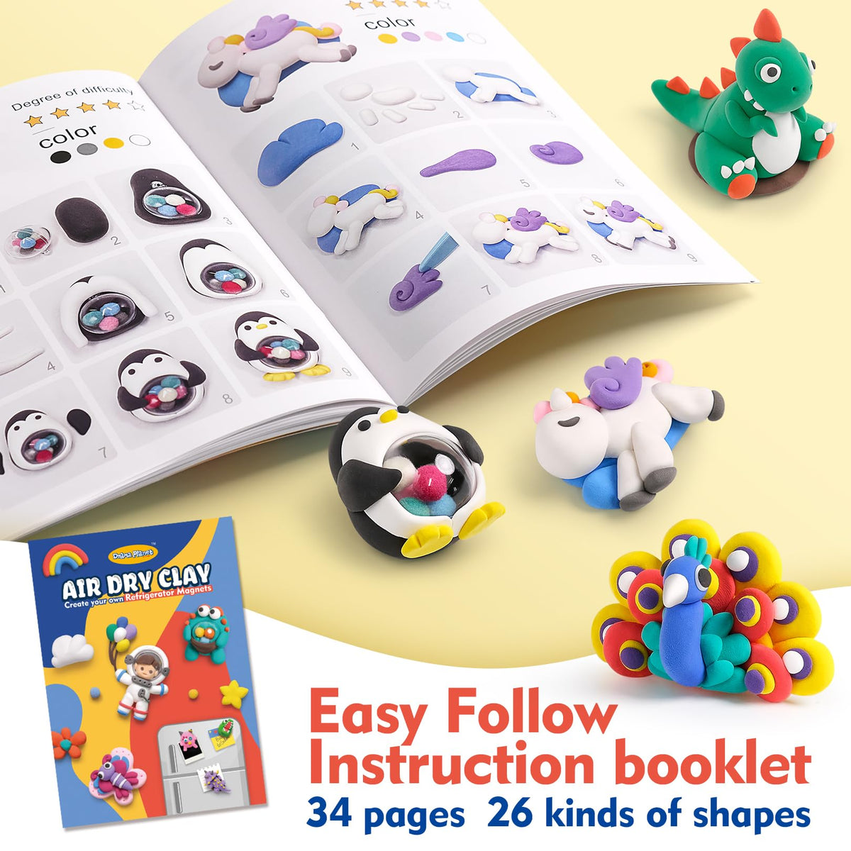 Kids create customized fridge magnets with vibrant clay art.