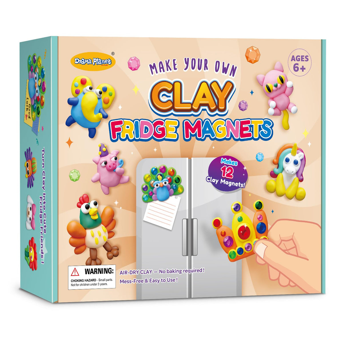 Drama Planet Make Your Own Clay Fridge Magnets Kit with colorful air-dry clay