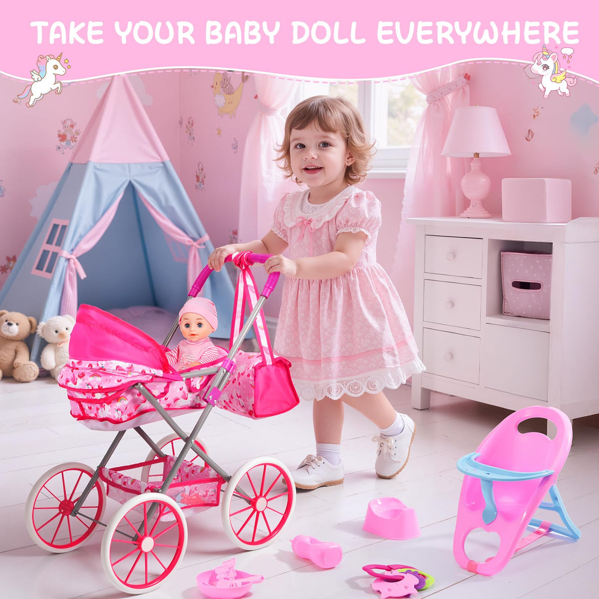 DRAMATION 11-inch baby doll included for realistic role play.