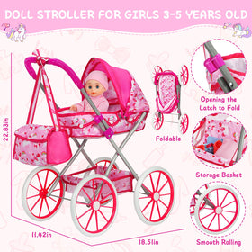 DRAMATION Foldable stroller with canopy for easy storage.