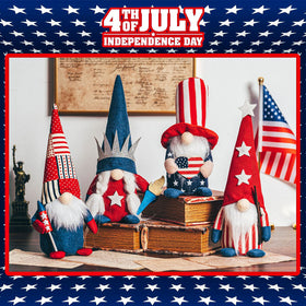DraMosary gnomes for desk or shelf Independence Day decor.