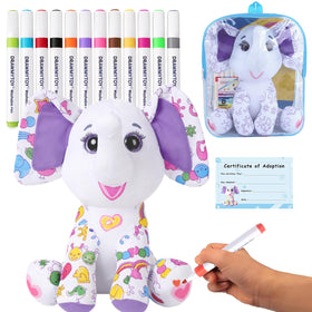 DRAWMYTOY elephant doodle plush ready for color customization and reuse