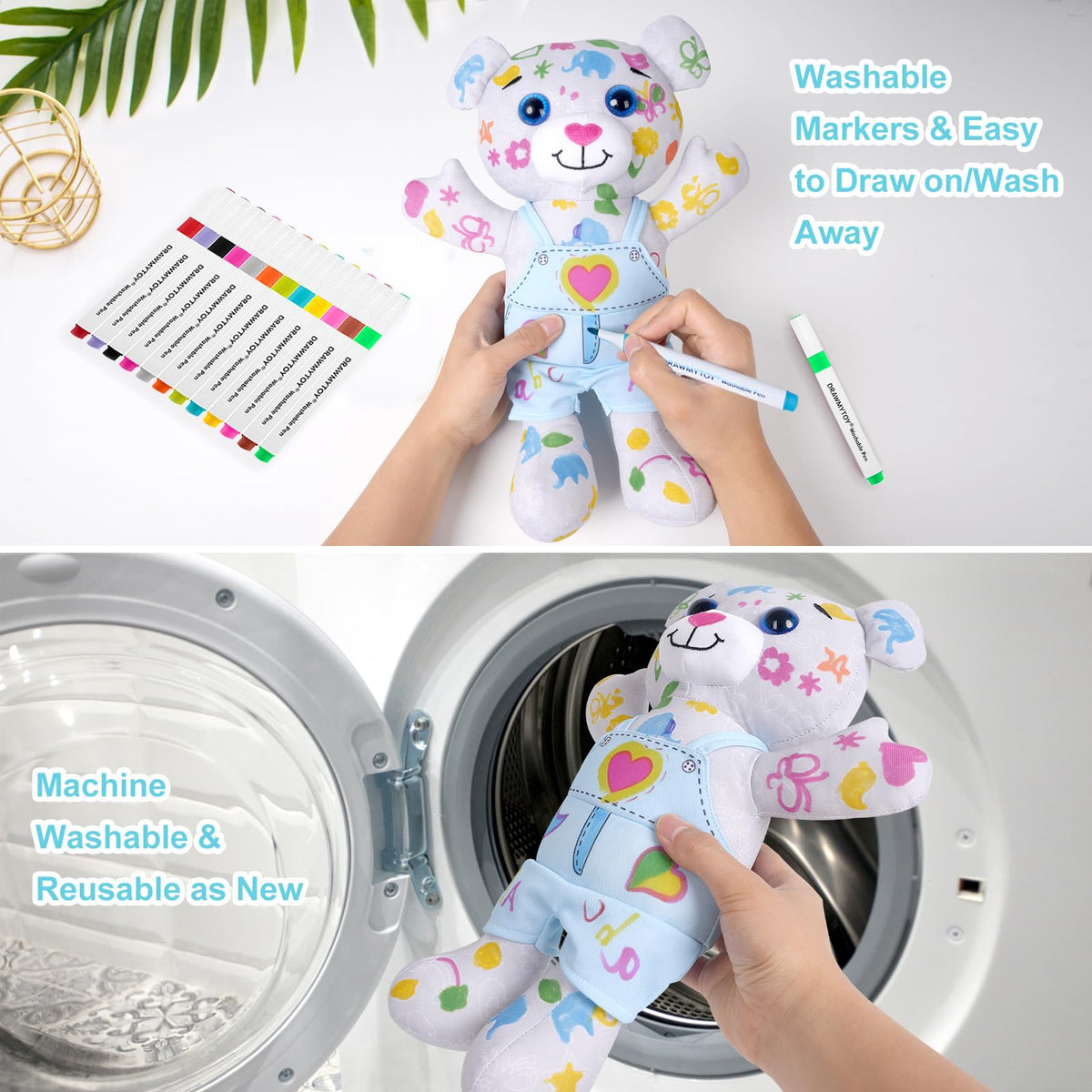 DRAWMYTOY plush toy after washing showing shape retention.