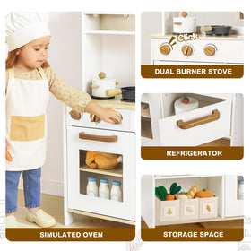 DREAM BUILDING Dual-Sided Play Kitchen oven and shelves for organized pretend meals