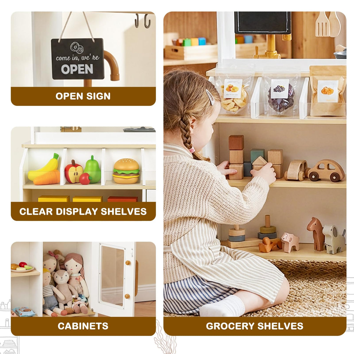 DREAM BUILDING Dual-Sided Play Kitchen sink and cabinets for realistic role-play spaces