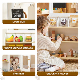 DREAM BUILDING Dual-Sided Play Kitchen sink and cabinets for realistic role-play spaces