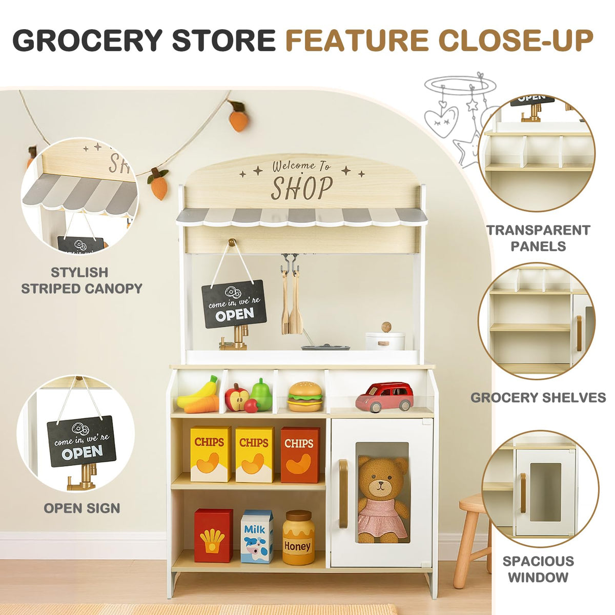DREAM BUILDING Dual-Sided Play Kitchen solid-wood construction for durable daily play