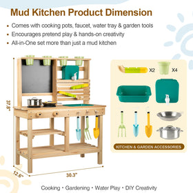 DREAM BUILDING Mud Kitchen chalkboard provides space for doodles during outdoor pretend meals
