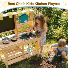 DREAM BUILDING Mud Kitchen flowing sink demonstrates real plumbing-inspired flow for interactive play