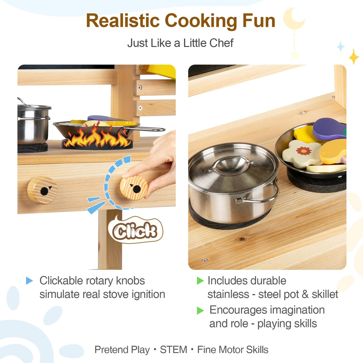 DREAM BUILDING Mud Kitchen Montessori-inspired design strengthens fine motor skills through scooping and pouring