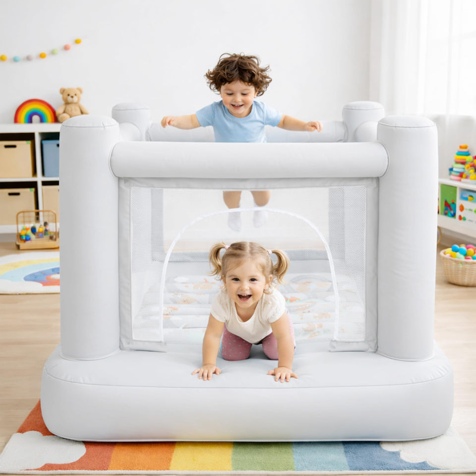 Dream Castle Mini Bounce House front view showing compact family play space
