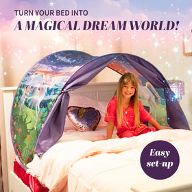 Dream Tents unicorn canopy twin bed reading-nook invites cozy story sessions.