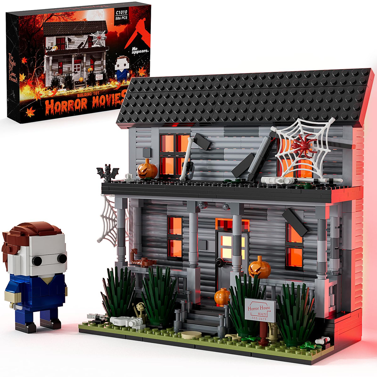 DreamCreators Horror House building set with LED lights for a spooky display