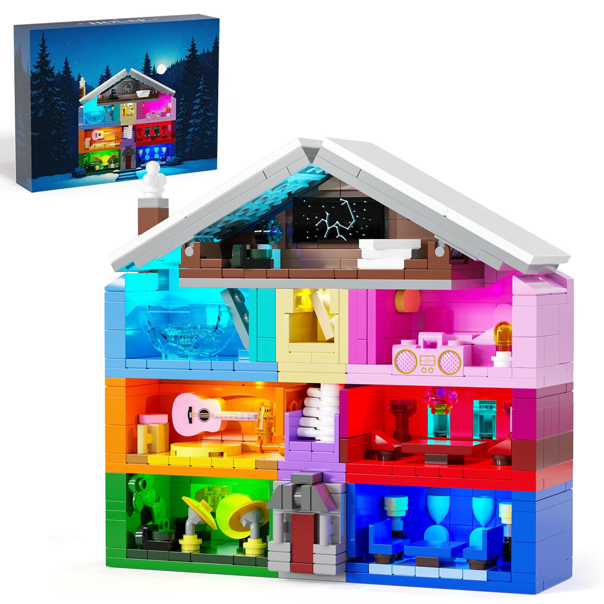 DreamCreators House with LED assembly highlights vibrant room lighting for a colorful display