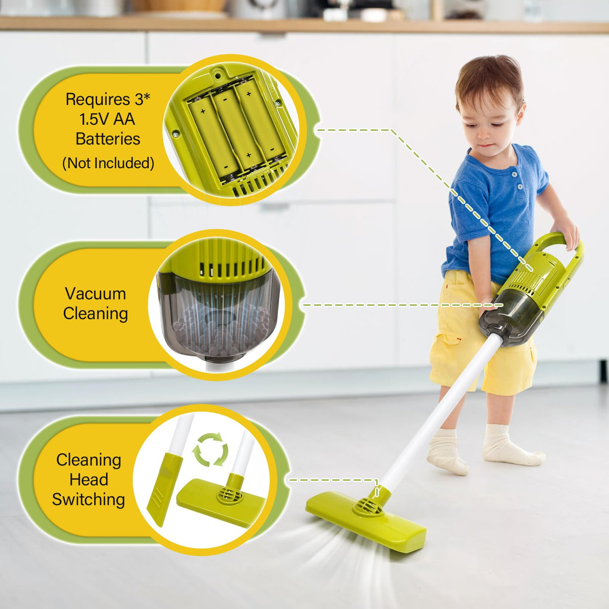 Dreamon 2-in-1 vacuum from the cleaning set with realistic sounds for pretend play