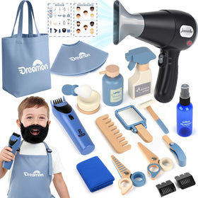 Dreamon barber set with wearable beard boosts imaginative pretend play and social interaction