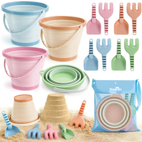 Dreamon beach buckets 4-pack in bright colors for quick sandcastle builds
