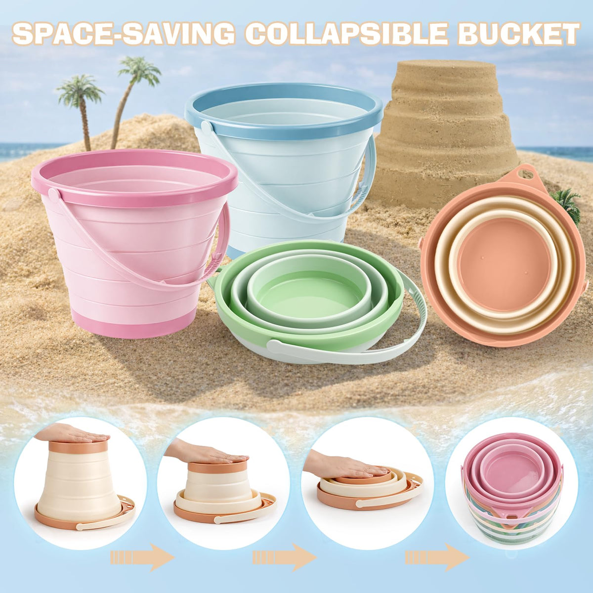 Dreamon beach shovels and rakes with rounded edges for safe play