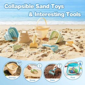 Dreamon 3-color buckets in neutral tones, easy to identify with matching shovels and rakes