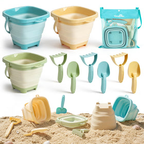 Dreamon beach toys 3-pack with buckets and tools, perfect for easy sandcastle building on sunny days