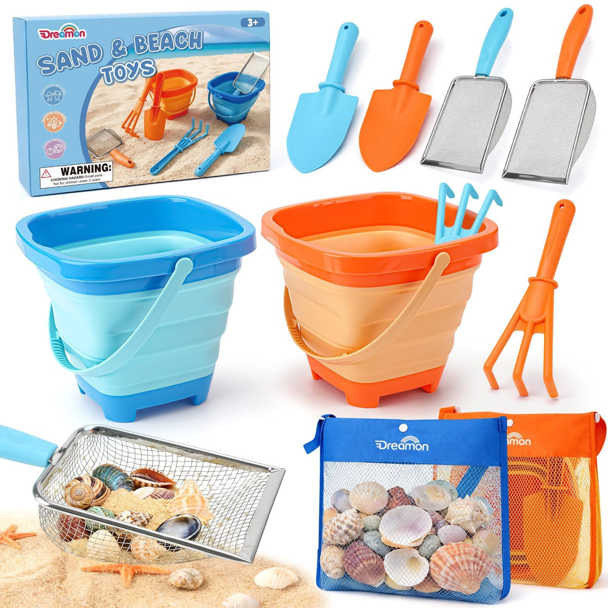 Dreamon collapsible bucket for easy storage and quick sand play at the beach.