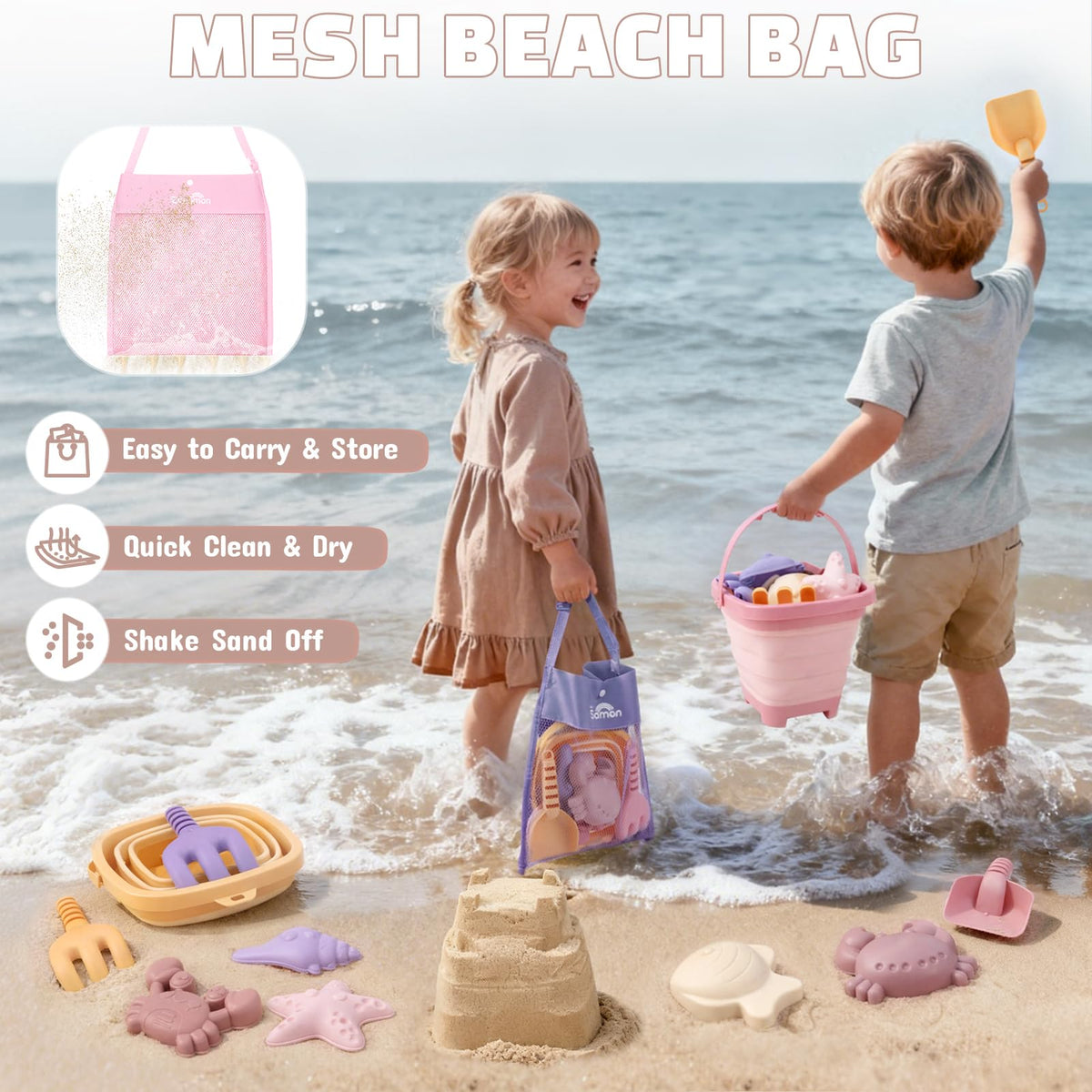 Dreamon mesh bag keeps components organized and sand-free.