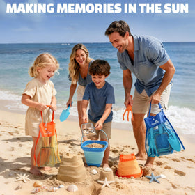 Dreamon metal sifters invite tactile treasure hunting on the shore.