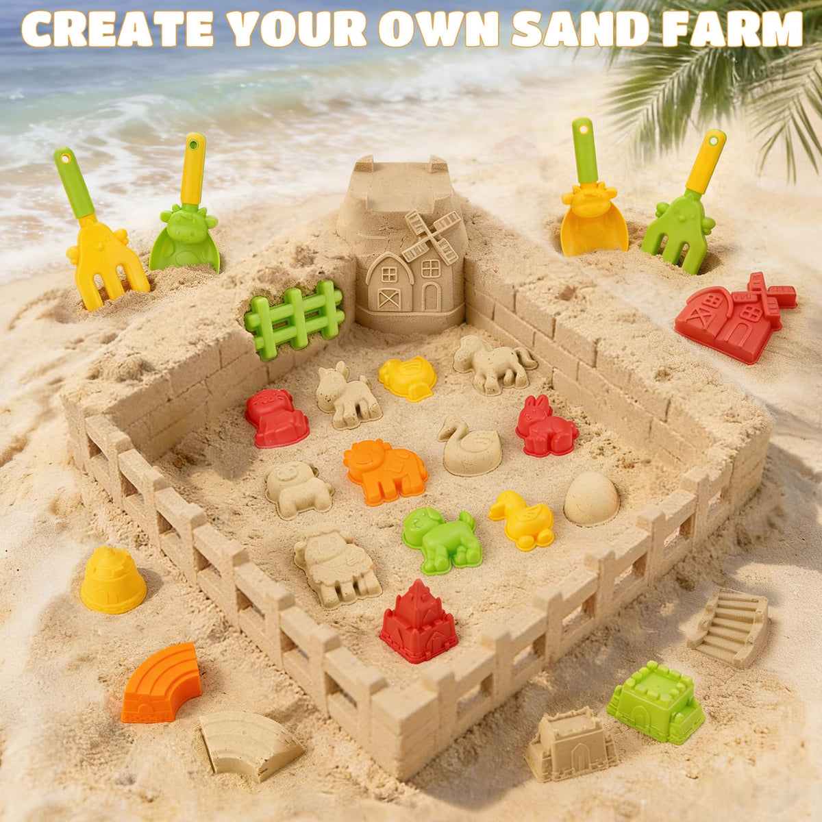 Dreamon Beach Toy Rakes help create textured landscapes and tidy edges.