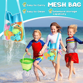 Dreamon Beach Toys kids building a sandcastle with easy-to-clean molds.