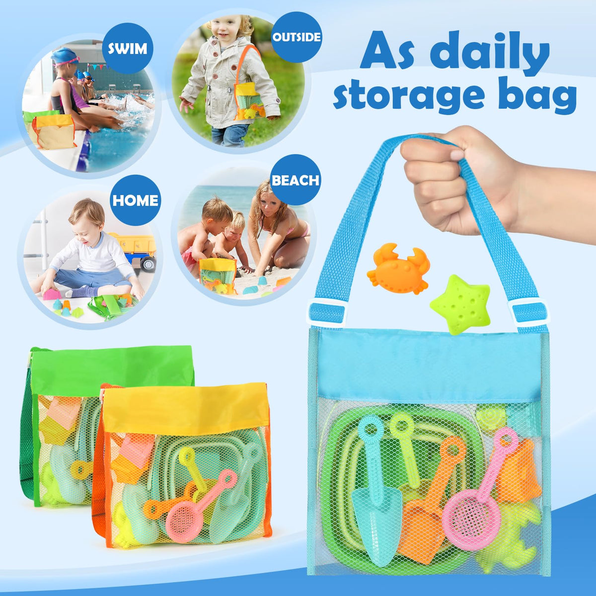 Dreamon shell collecting bag tidy sand play with quick shake-off