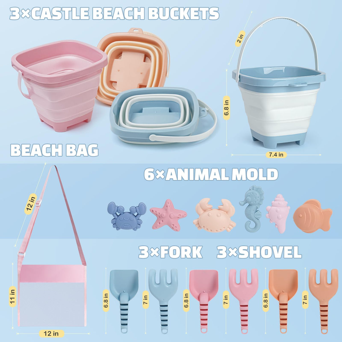 Dreamon beach shovels and rakes set for sunny sandcastle creations.