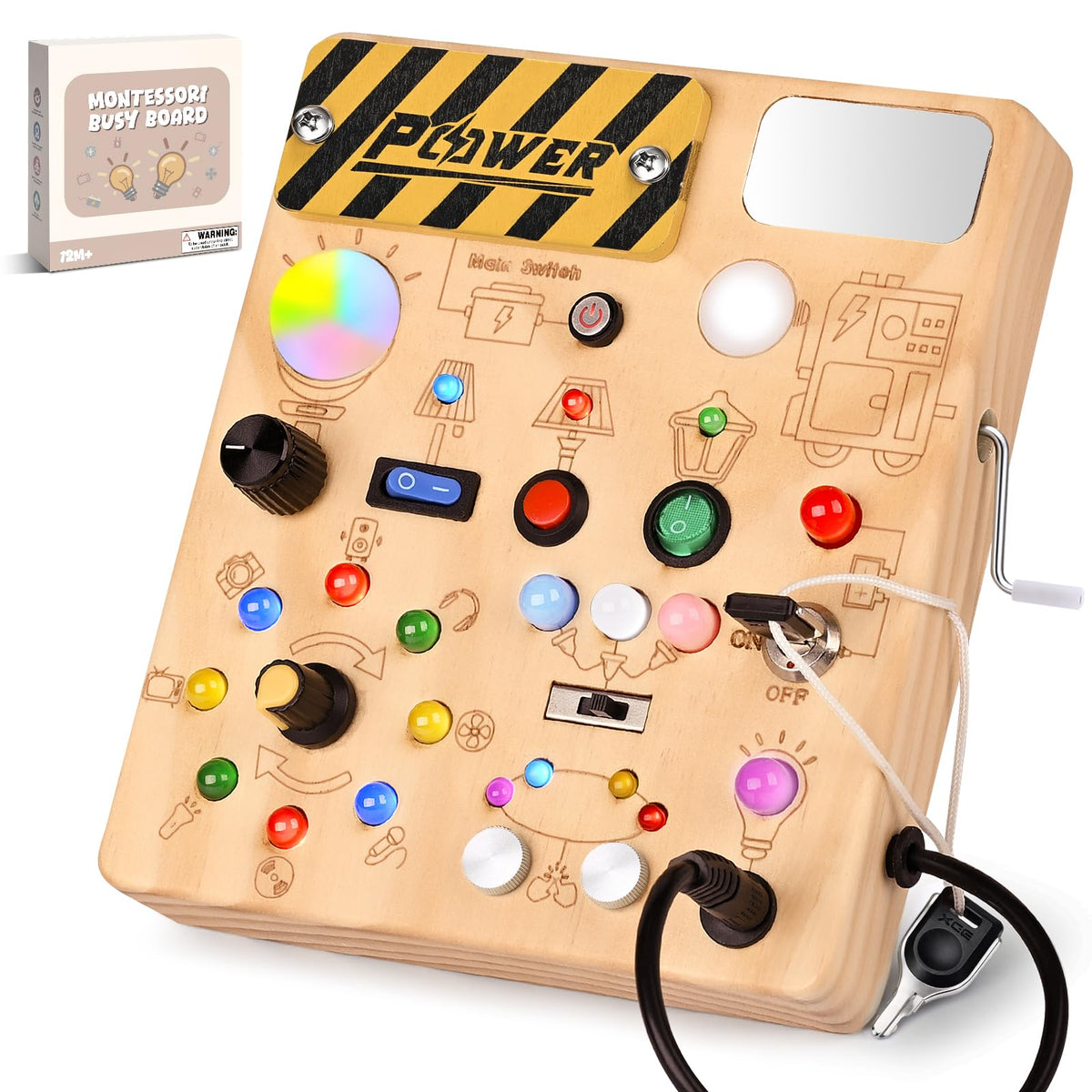 Dreamon Busy Board with 12 activities promotes fine motor skills through hands-on play.