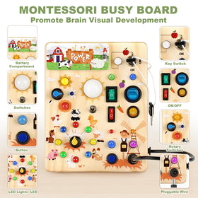 Dreamon Busy Board-19-led-lights for vivid sensory engagement.