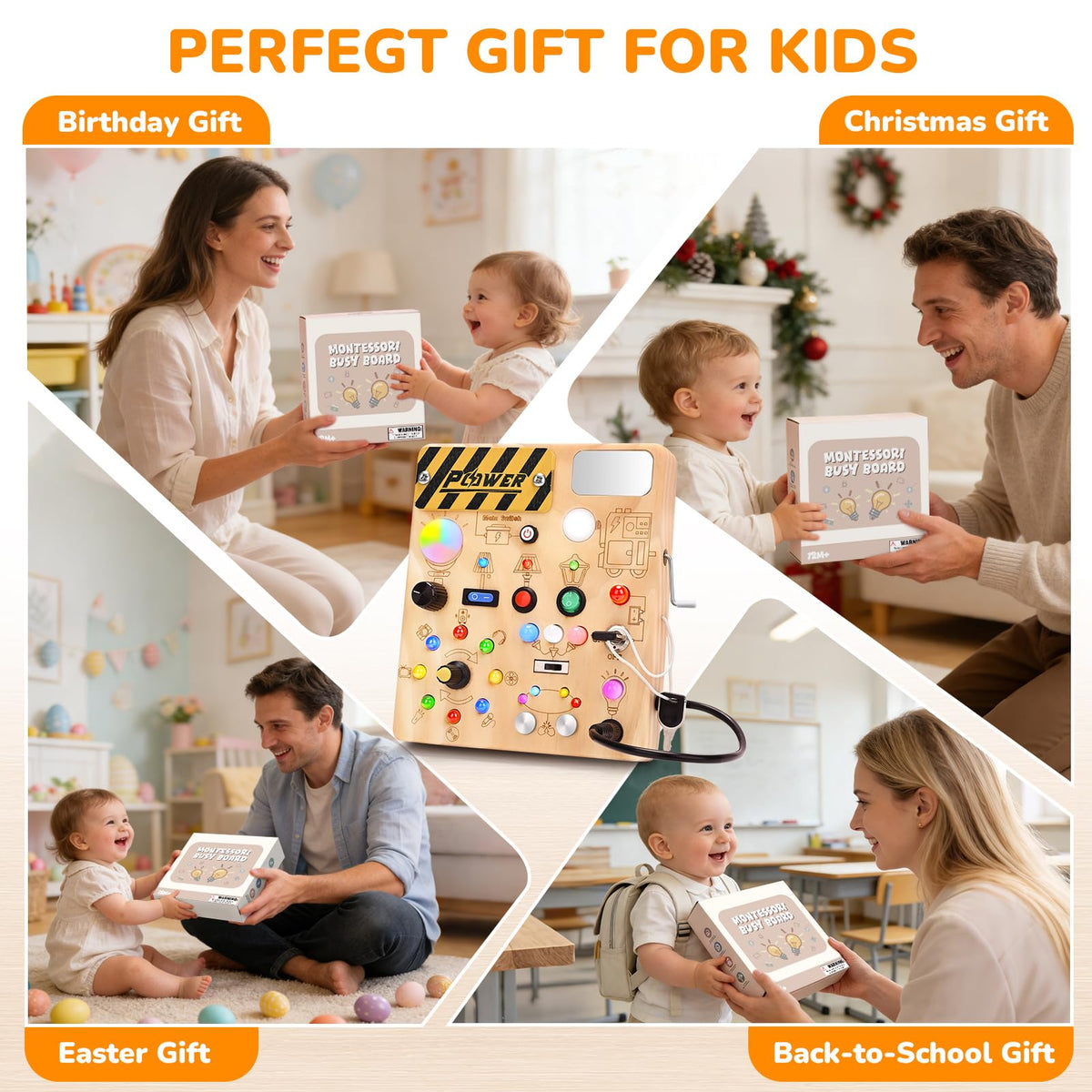 Dreamon Busy Board gift-ready presents a screen-free, educational toy for growing toddlers.
