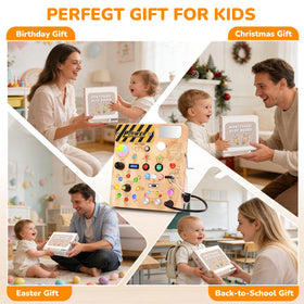 Dreamon Busy Board gift-ready presents a screen-free, educational toy for growing toddlers.