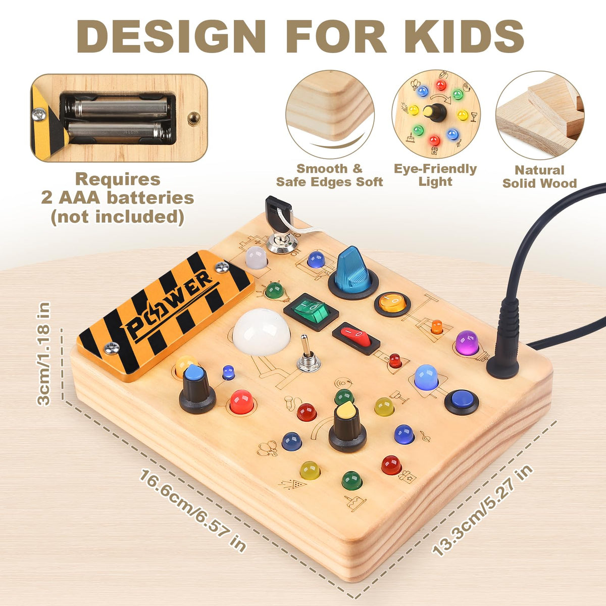 Dreamon Busy Board features a silent switch for calm, distraction-free activities